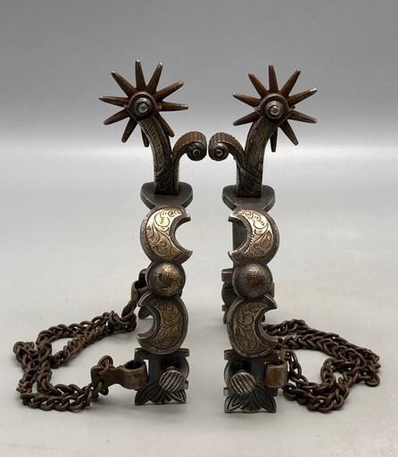 Buermann crescent silver-inlay spurs