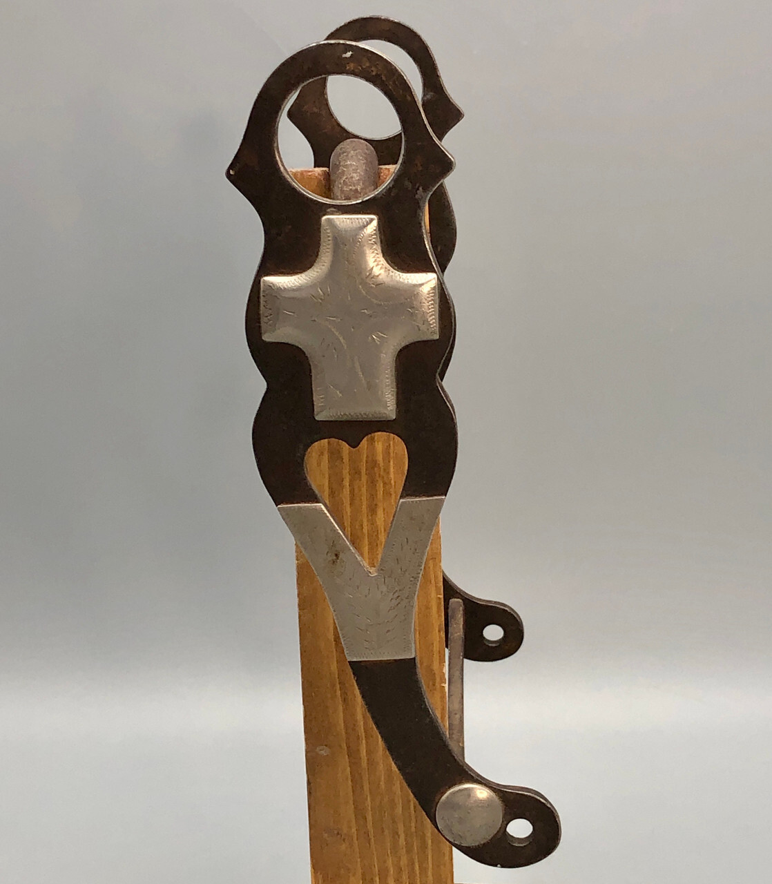 Vintage Crockett bit with silver cross overlays and heart cutouts