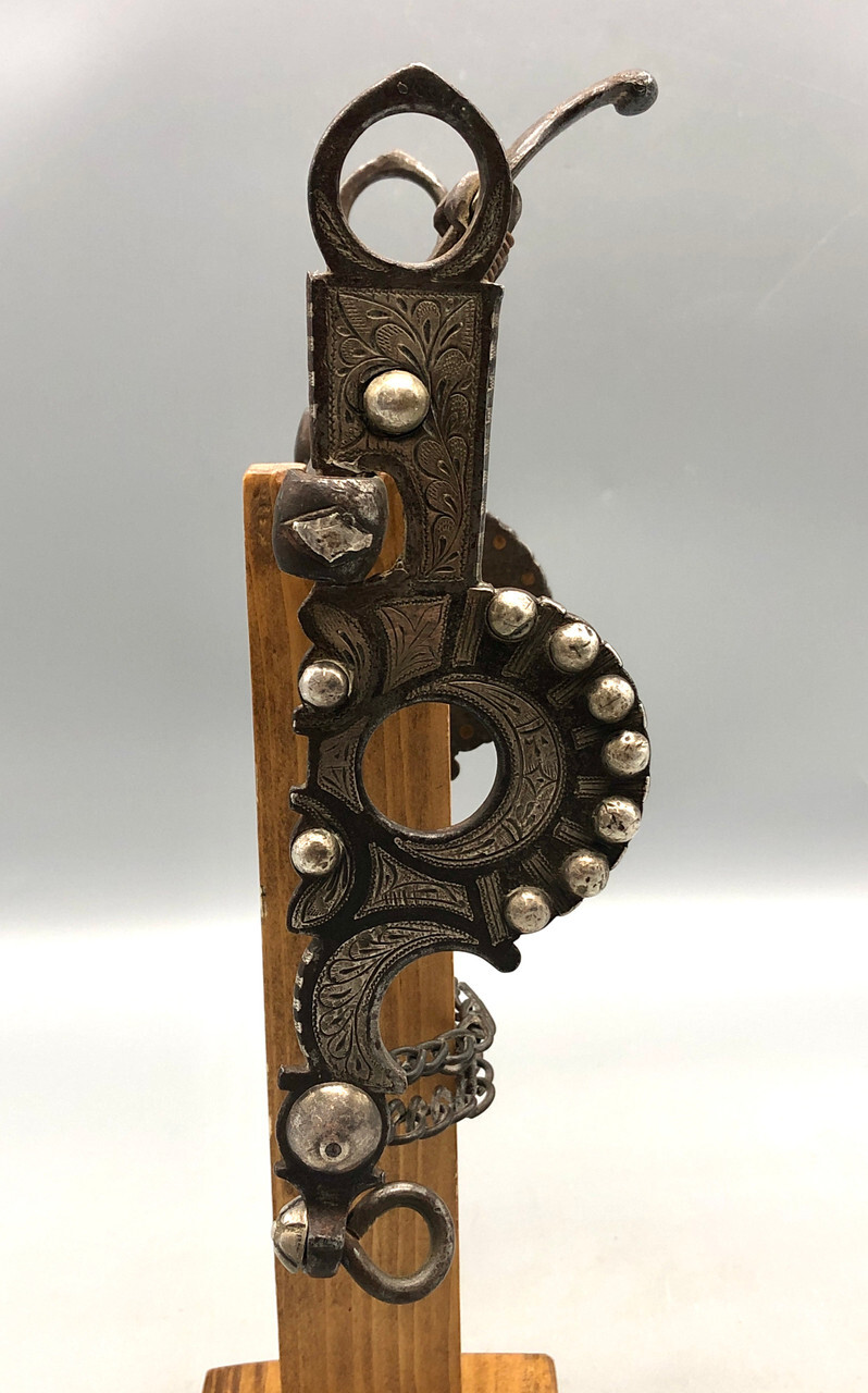 G.S. Garcia silver-inlay spade bit with backwards-N hallmark